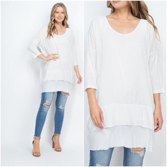 Trend Setter Diva Boutique Tops - Off White Tunic Top